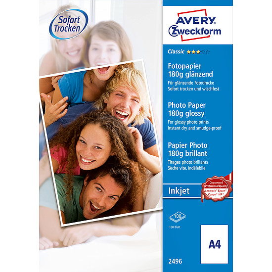 Avery-Zweckform 2496-100 A4 inkjet fényes fotópapír 180gr. 100 ív - Leon
