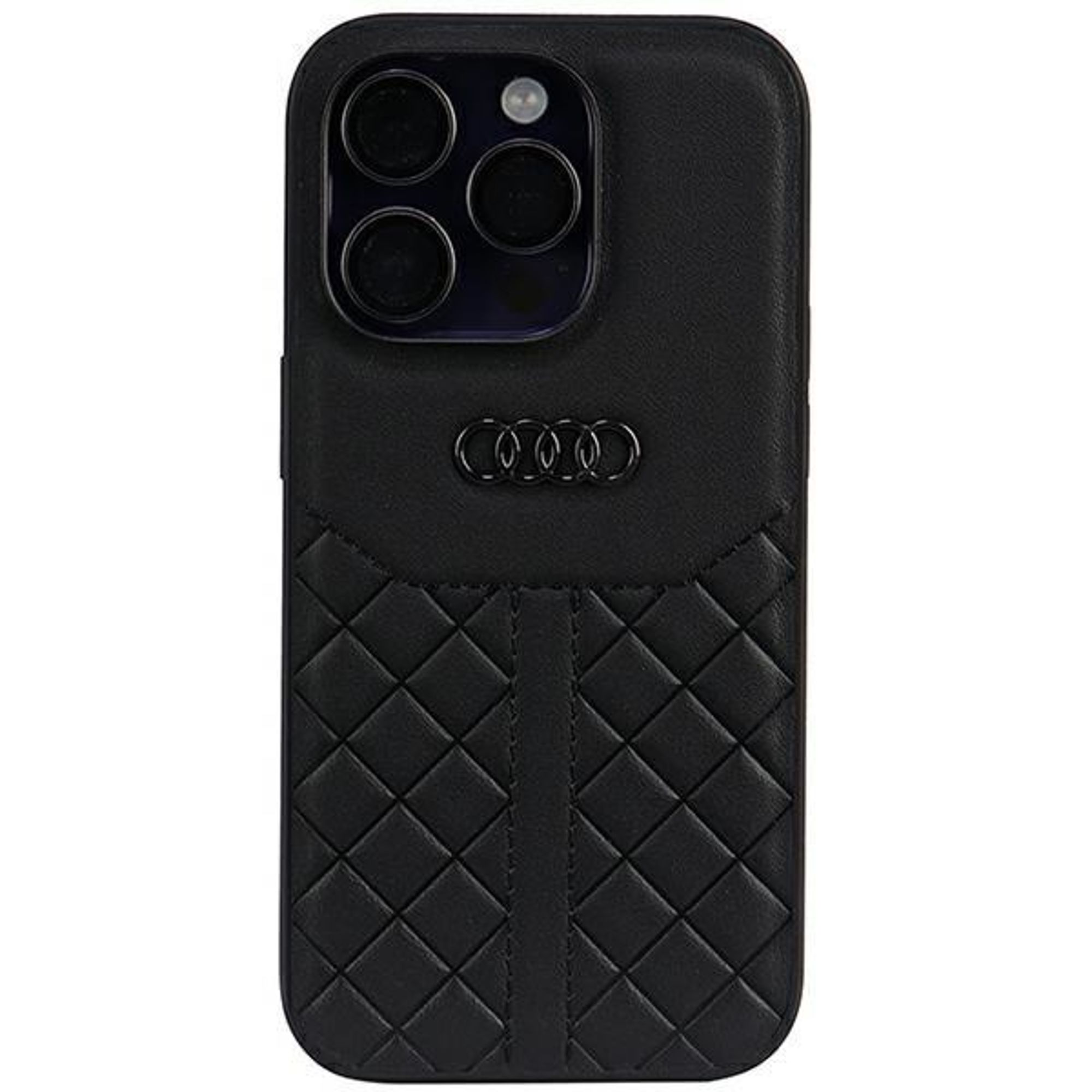 Audi valódi bőr iPhone 14 Pro 6.1" fekete/fekete keménytok AU-TPUPPCIP14P-Q8/D1-BK