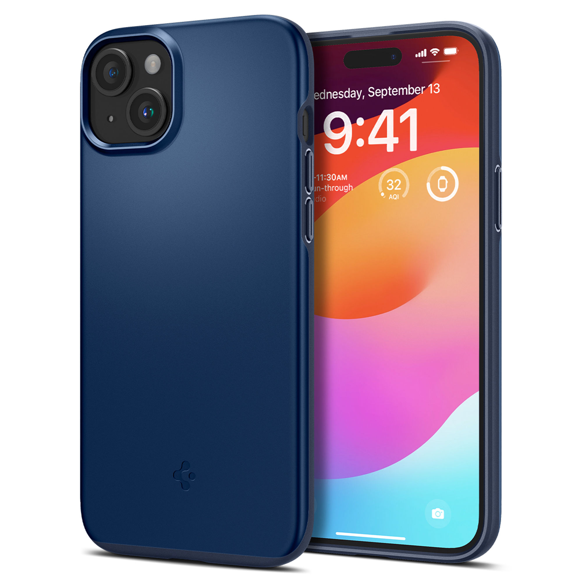 Spigen Thin Fit tok iPhone 15 Plus-hoz - kék