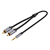 2xRCA kábel, Cinch jack csatlakozó 3,5 mm-es Vention BCNBD 0,5 m-hez, szürke (BCNBD)