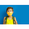 3 rétegű egészségügyi gyerek szájmaszk, gumis rögzítéssel, sárga 10 db/csomag