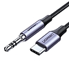 3,5 mm-es mini jack AUX kábel az USB-C UGREEN AV143-hoz, 1 m, szürke (30633)