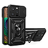 Armor vezérműpajzs tok állvánnyal és camerarafedéllel iPhone 15 Pro Max hibrid páncél vezérműpajzshoz - fekete