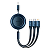 Baseus Bright Mirror 2, 3 az 1-ben Mikro USB / Lightning / USB-C kábel, 3.5 A, 1.1 m, kék (CAMJ010003)