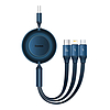Baseus Bright Mirror 3, 3 az 1-ben USB kábel, Mikro USB / Lightning / USB-C, 66W / 2A, 1.1 m kék (CAMJ010103)