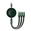 Baseus Bright Mirror 3, 3 az 1-ben USB kábel, Mikro USB / Lightning / USB-C, 66W / 2A, 1.1 m zöld (CAMJ010106)