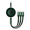 Baseus Bright Mirror 4, 3 az 1-ben USB-C kábel, Mikro USB / Lightning / USB-C, 100W, 3.5A, 1.1 m zöld (CAMJ010206)