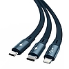 Baseus Bright Mirror USB 3 az 1-ben kábel, micro USB / Lightning / USB-C, lapos, 3,5 A, 1,2 m, kék (CAMLT-MJ03)