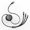 Baseus Bright Mirror USB 3 az 1-ben kábel, mikro USB / Lightning / USB-C, lapos, 3,5 A, 1,2 m, fekete (CAMLT-MJ01)