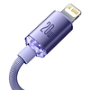 Baseus Crystal Shine USB-C kábel a Lightninghez, 20W, PD, 1.2m, lila (CAJY000205)