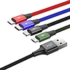 Baseus Fast 4 az 1-ben USB-C / Lightning / 2x Micro 3,5A 1,2 m-es USB-kábel, fekete (CA1T4-C01)