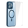 Baseus Frame iPhone 14 Pro Max Átlatszó mágneses tok + üvegfólia, kék (ARJT030103)