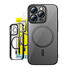 Baseus Glitter iPhone 14 Pro Átlátszó mágneses tok és üvegfólia, fekete (ARMC010101)