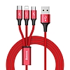 Baseus Rapid 3 az 1-ben C típusú USB-kábel / Lightning / Micro 3A 1,2 m, piros (CAMLT-SU09)