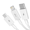 Baseus Superior Series 3 az 1-ben USB-kábel, USB-mikro-USB / USB-C / Lightning, 3,5 A, 1,2 m, fehér (CAMLTYS-02)