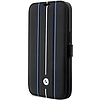 BMW BMBKP14X22RVSK tok iPhone 14 Pro Max 6.7" fekete/fekete könyvespolc bőrbélyegző kék vonalak