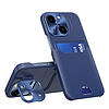 Bőr Stand Case tok iPhone 14 Plus borítókártya pénztárcához kék állvánnyal