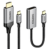 Choetech készletadapter HUB USB Type C - HDMI 2.0 (3840 x 2160 @ 60Hz) szürke (HUB-H12) + USB kábel Type C - HDMI (3840 x 2160 @ 60Hz) 2m szürke (CH0021)