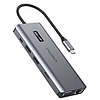 Choetech multifunkcionális HUB kijelzővel 12 az 1-ben USB-C USB-C / USB-A / HDMI / VGA / AUX / SD / TF szürke (HUB-M26)