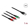 Delock 1 m hosszú, USB töltő kábel 3 az 1 A-típusú apa 2 x Lightning -, es USB Type-C csatlakozáshoz (86821)
