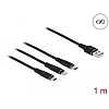 Delock 1 m hosszú, USB töltő kábel 3 az 1-ben Lightning -, Micro USB- és USB Type-C csatlakozáshoz, (87155)