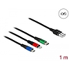 Delock 1 m hosszú, USB töltő kábel 3 az 1-ben Lightning -, Micro USB- és USB Type-C csatlakozáshoz (87277)