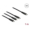 Delock 1 m hosszú, USB töltő kábel 3 az 1 USB Type-C apa Lightning -, Micro USB- és USB Type-C csa (87149)