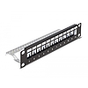 Delock 10 Keystone patch panel 12 porttal és tehermentesítővel 1U fekete (66874)