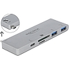 Delock 3 portos elosztó és 2 bemenetes kártyaolvasó MacBook-hoz 3.0 PD-vel és mozgatható (behúzható) (64078)