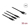Delock 30 cm hosszú, USB töltő kábel 3 az 1-ben Lightning -, Micro USB- és USB Type-C csatlakozásho (87152)
