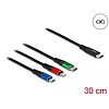 Delock 30 cm hosszú, USB töltő kábel 3 az 1 USB Type-C apa Lightning -, Micro USB- és USB Type-C csatlakozáshoz (86820)