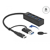 Delock 4 Port USB 3.2 Gen 1 Hub USB Type-C vagy A-típusú USB konnektorral (63828)