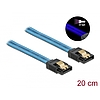Delock 6 Gb/s SATA kábel UV fényhatással kék színű, 20 cm (82121)