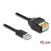 Delock A-típusú USB 2.0 kábel apa - terminal block adapter lenyomó gombbal 15 cm (66061)