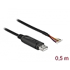 Delock Adapter cable USB 2.0 Type-A to Serial RS-232 with 9 open wires + Shielding 0.5 m (90415)