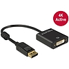 Delock Adapter Displayport 1.2-dugós csatlakozó  DVI-csatlakozóhüvely 4K aktív fekete (62599)