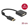 Delock Adapter DisplayPort 1.2-dugós csatlakozó-DVI-csatlakozóhüvely 4K aktív fekete (63482)