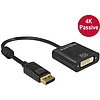 Delock Adapter Displayport 1.2-dugós csatlakozó  DVI-csatlakozóhüvely 4K passzív, fekete (62601)