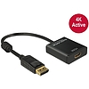 Delock Adapter Displayport 1.2-dugós csatlakozó  HDMI-csatlakozóhüvely 4K aktív, 20cm, fekete (62607)