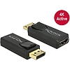 Delock Adapter Displayport 1.2-dugós csatlakozó  HDMI-csatlakozóhüvely 4K aktív, aranyozott, fekete (65573)