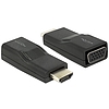 Delock Adapter HDMI-dugós csatlakozó  VGA-csatlakozóhüvely fekete (65655)