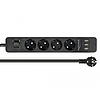 Delock Fekete színu négy foglalatú hosszabbítós konnektor USB töltovel és kisülés védelemmel (11209)