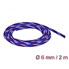 Delock Fonott kábelharisnya nyújtható 2 m x 6 mm kék-piros-fehér (20741)