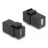 Delock Keystone modul, USB 2.0 A-csatlakozóhüvely  USB 2.0 A-csatlakozóhüvely, fekete (87829)