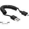Delock USB 2.0-A male  Micro USB-B apa, spirál kábel (83162)