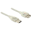 Delock USB 2.0-s bővítőkábel A-típusú csatlakozódugóval  USB 2.0-s, A-típusú 0,5 m, áttetsző (83880)