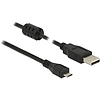 Delock USB 2.0-s kábel A-típusú csatlakozódugóval  USB 2.0 Micro-B csatlakozódugóval, 2,0 m, fekete (84903)