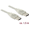 Delock USB 2.0-s kábel A-típusú csatlakozódugóval  USB 2.0-s, A-típusú csatlakozódugóval, 1,5 m, át (83888)