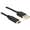 Delock USB 2.0-s kábel A-típusú csatlakozódugóval  USB Type-C 2.0 csatlakozódugóval, 2,0 m, fekete (83327)