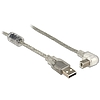 Delock USB 2.0-s kábel A-típusú dugó  USB 2.0 B-típusú dugó derékszögű 0,5 m áttetsző (84811)
